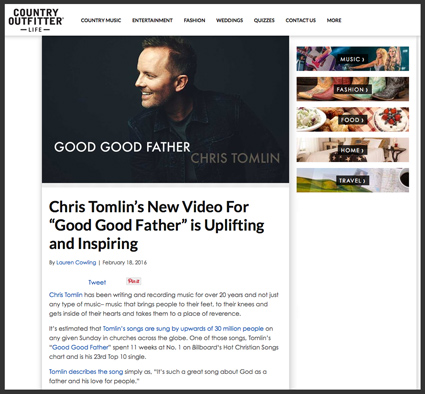 Chris Tomlin, Good Good Father, CCM Magazine - image