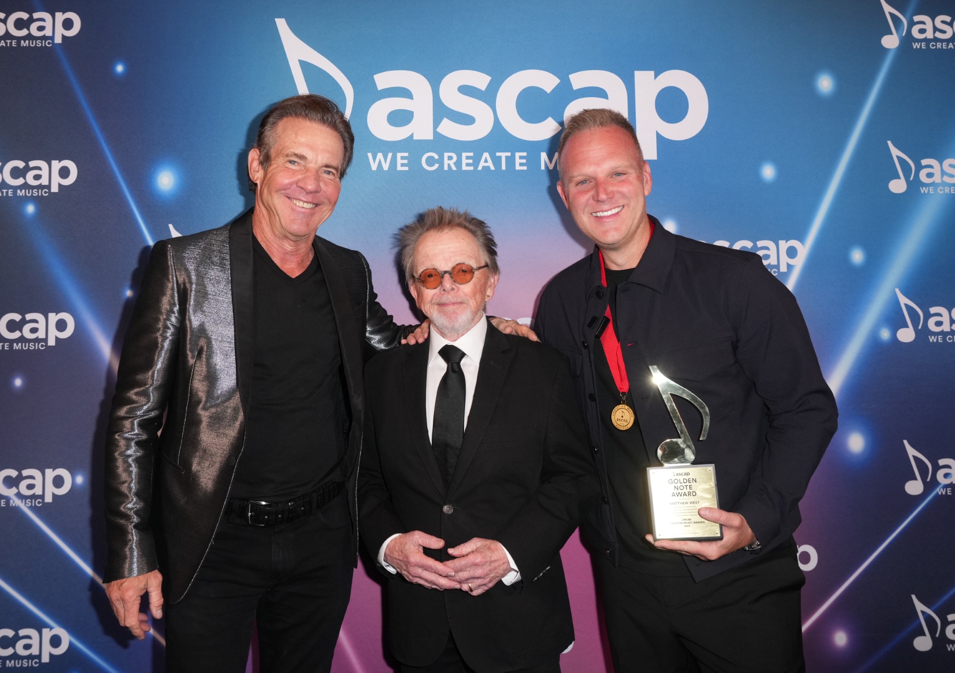 Dennis Quaid, ASCAP Chairman of the Board Paul Williams, Matthew West